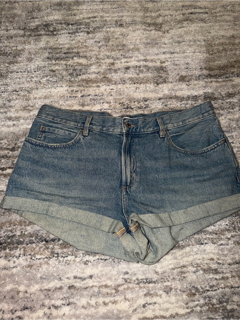 Garage Medium Wash Cuffed Denim Shorts